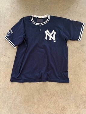New York Yankees Navy Mesh Baseball Jersey with White Logo